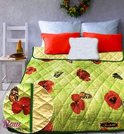 Quilted bedspread ZASTELLI Poppy field 6250 green calico 