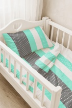Baby bed linen Zastelli Star Dots Green poplin 110x140