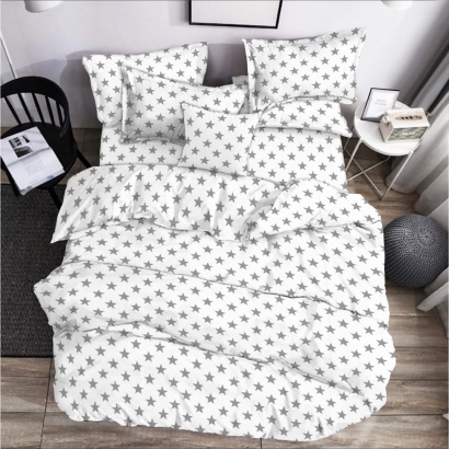 Bed linen set Zastelli 50 Grey Stars on White calico 
