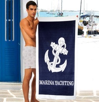 Рушник пляжний Vende велюр Yachting синій фото