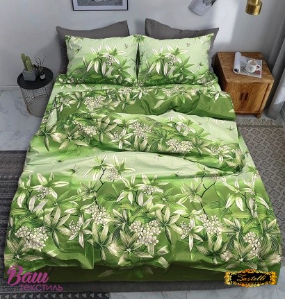 Bed linen set ZASTELLI 20-0938 Green Cotton Gold 