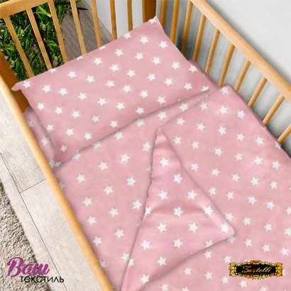 Bedding for newborn Zastelli 51 Stars on Pink calico 