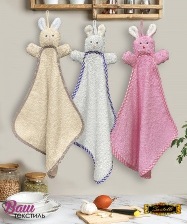 Set of 4 terry towels Zastelli Rabbits No. 2 for kitchen 34x50 x 3 pcs 