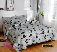 Bed linen set Zastelli 7074А Grey cats Calico  фото