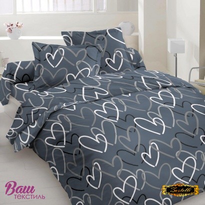 Bed linen set Zastelli Hearts on gray Calico  