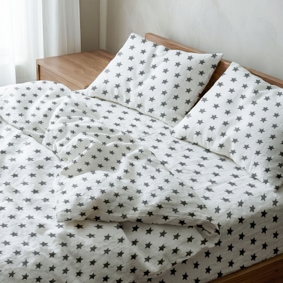 Bed linen set Zastelli 50 Grey Stars on White cotton ����