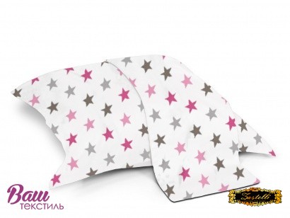 Pillowcase Zastelli 60 Different Stars on White coarse calico 