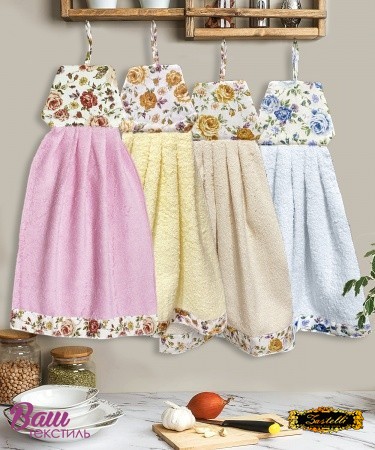Set of 4 terry kitchen towels Zastelli Dress with flowers 3450 cm  