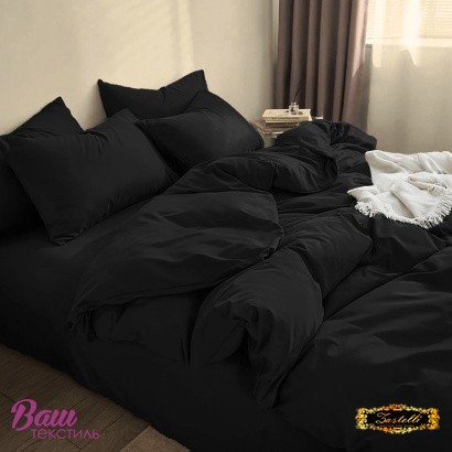 Bed linen Zastelli BLACK calico solid dyed 