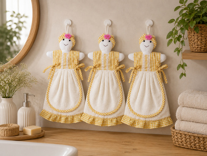 Set of 3 terry towels Zastelli Old lady for kitchen 25x50 cm Yellow ����