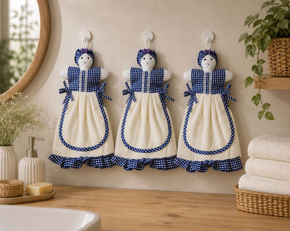 Set of 3 terry towels Zastelli Old lady for kitchen 25x50 cm Blue ����