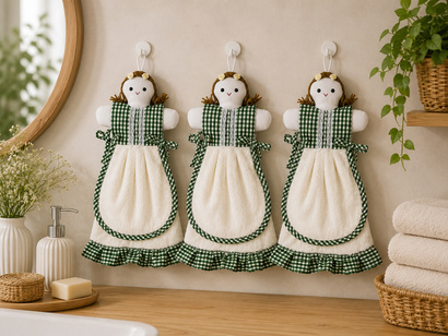 Set of 3 terry towels Zastelli Girl for kitchen 25x50 cm Green ����