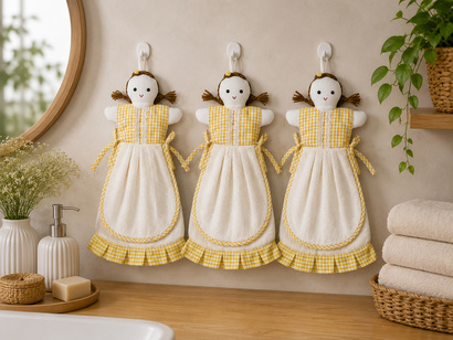 Set of 3 terry towels Zastelli Girl for kitchen 25x50 cm Yellow ����