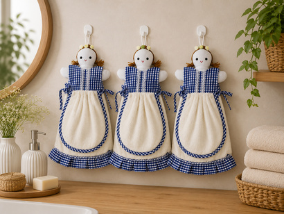 Set of 3 terry towels Zastelli Girl for kitchen 25x50 cm Blue ����