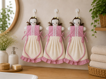 Set of 3 terry towels Zastelli Girl for kitchen 25x50 cm Pink ����