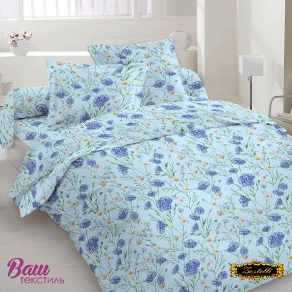 Bed linen Zastelli 20-1635 Blue Cornflowers and daisies calico 