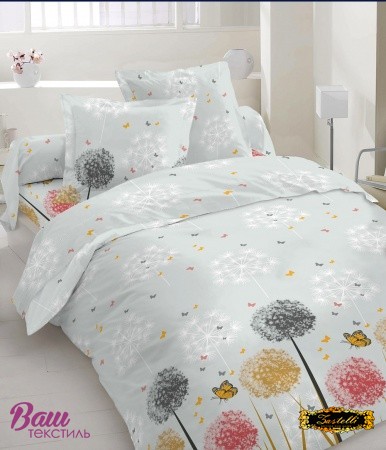 Bed linen Zastelli 40-1440 Light Gray Dandelions calico 