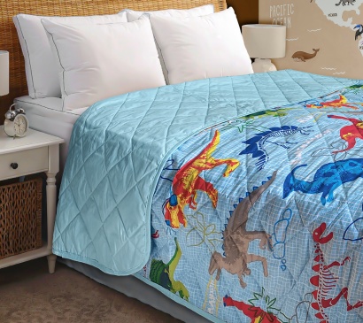 Quilted bedspread Zastelli Dinosaurs 14638/12-4608 Clear Water calico 