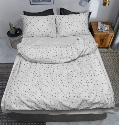 Bed linen Zastelli 235 Gray stars on white calico 