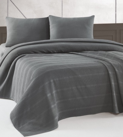 Waffle blanket-bedspread Zastelli Dark Gray Waffle cotton  