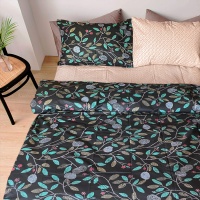 Bed linen 593-792 Green leaves and ornament Zastelli calico