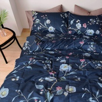 Bed linen Zastelli 203228 front Flowers on blue satin