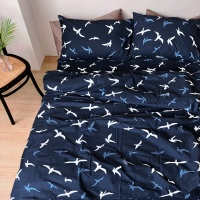 Bed linen Birds Swallows on blue Zastelli calico