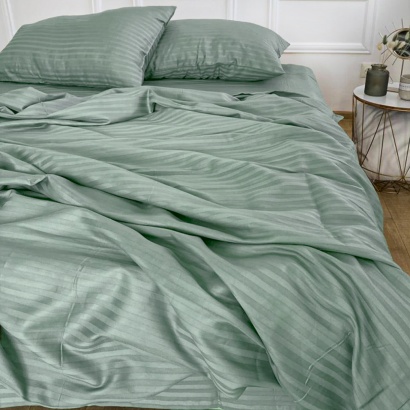 Bed linen Zastelli Green Stripe satin polycotton  