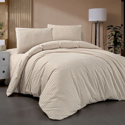 Bed linen Zastelli Beige Stripe satin polycotton  