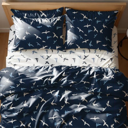 Bed linen set Zastelli Birds on Blue Front Cotton 