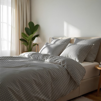 Duvet cover calico Zastelli 41 white peas on gray 