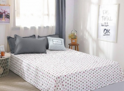 Calico sheet 60 different stars (pink/gray) 